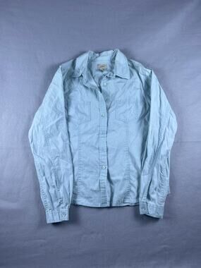 LL Bean Shirt Womens S Blue Long Sleeve Button Up Collared Utility Shirt Outdoor
